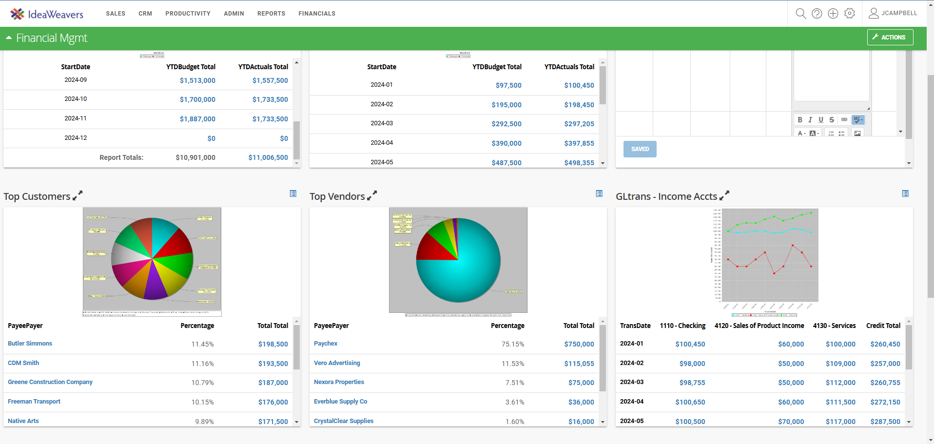 IW - Financial Management Dashboard